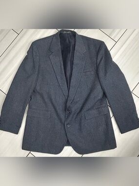 Reed St James Men's Blue Herringbone Windowpane Blazer Sport Coat Sz 46L USA